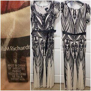 R&M Richards White with black sequins size 8 formal dress